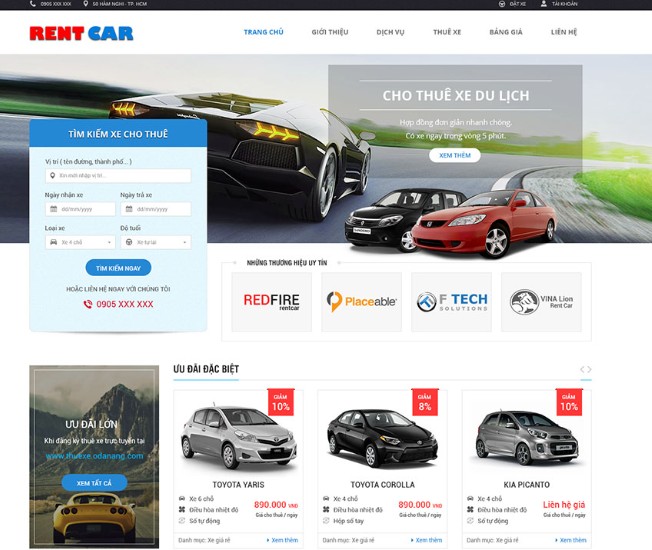 Thiết Kế Website Cho Thuê Xe