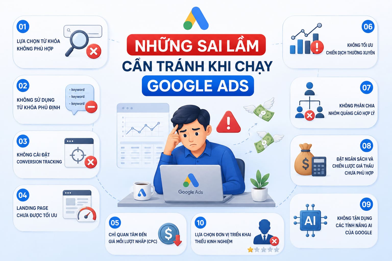 Những sai lầm cần tránh khi chạy quảng cáo Google Ads